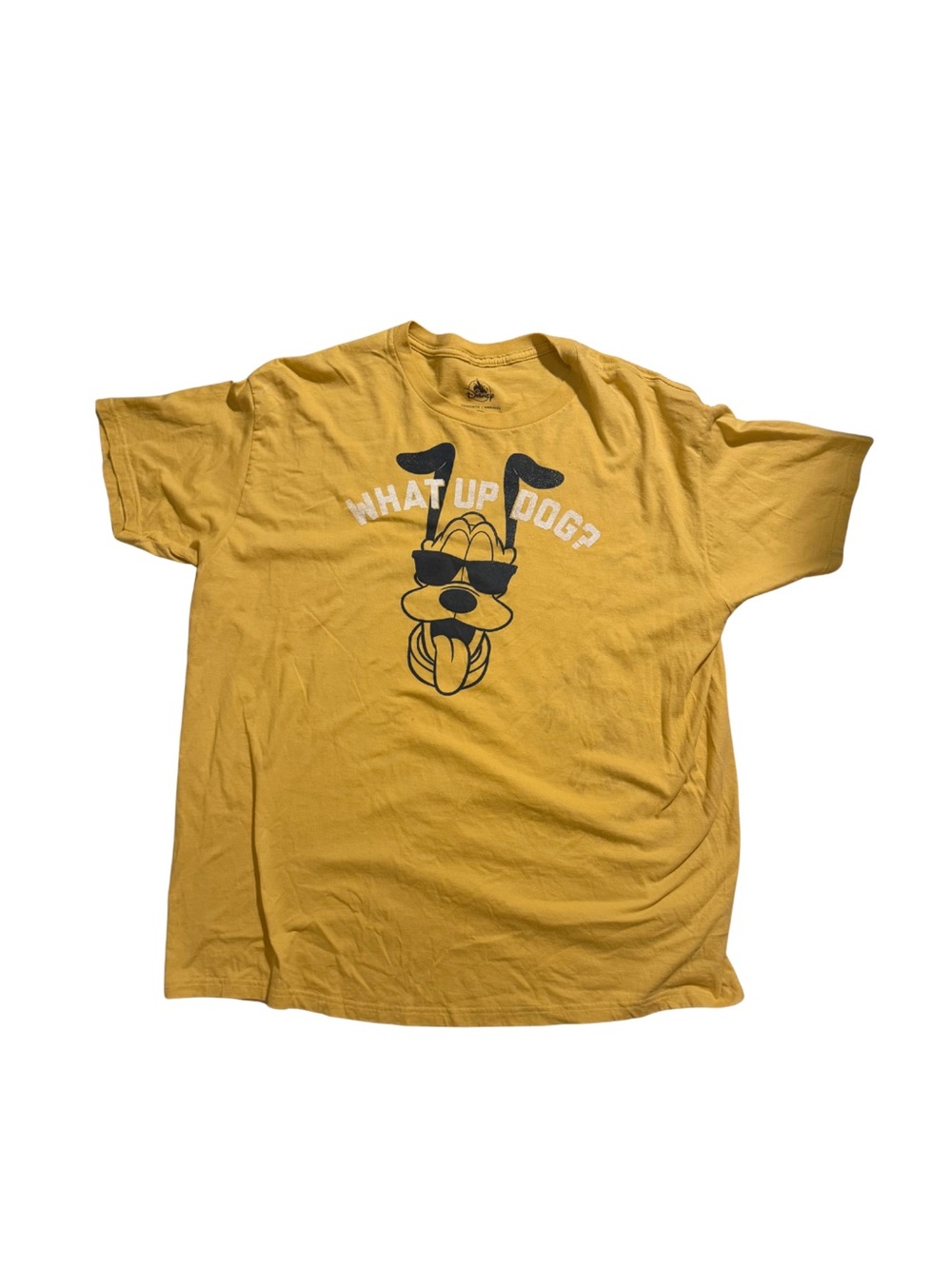 Disney Pluto Yellow 'What Up Dog?' Dog Graphic T-Shirt